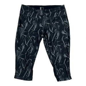 Mondetta Black Brush Stroke Cropped Capri Leggings L